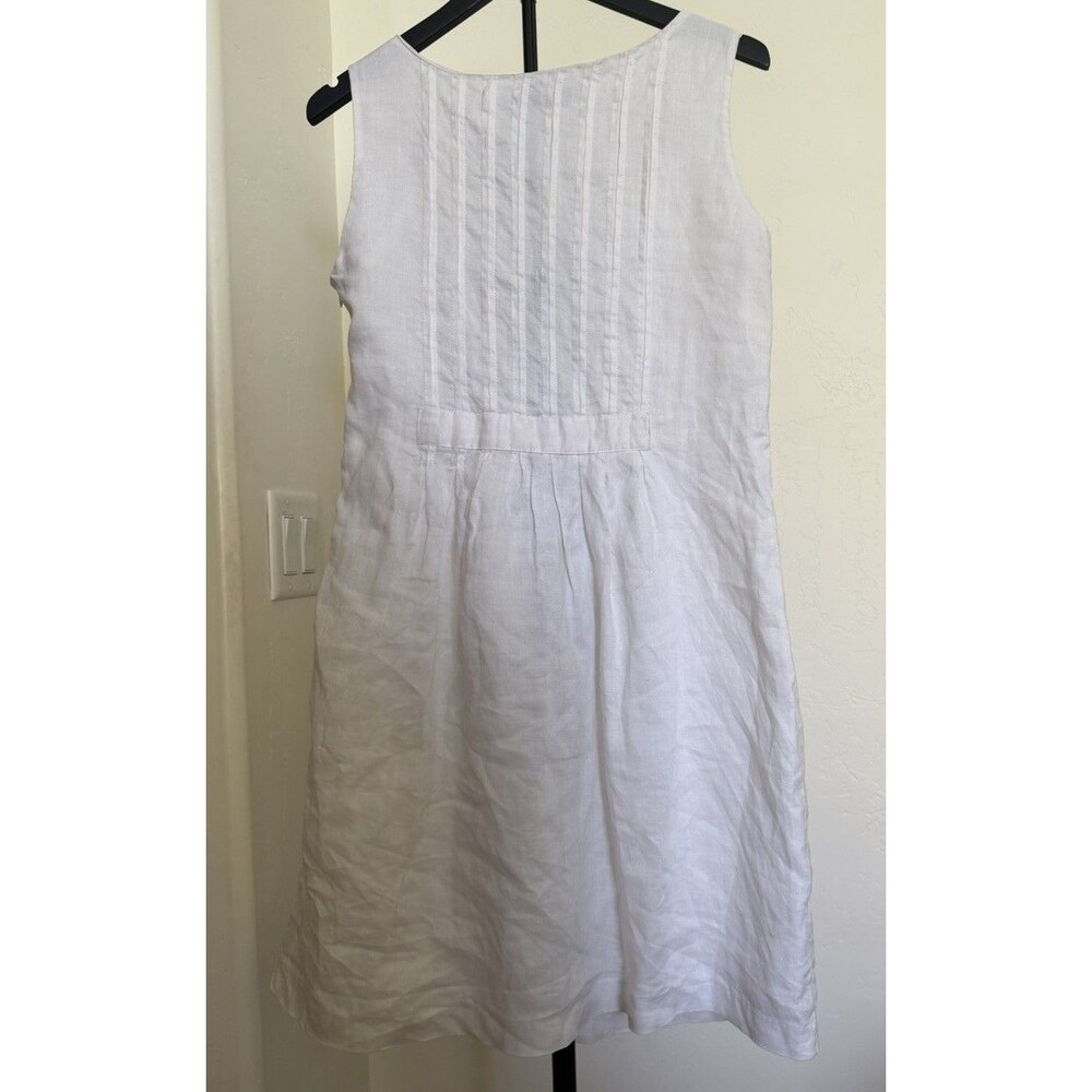 Zara Basics White Ramie Pintuck Dress Size Medium Classic Minimalist Beach Photo